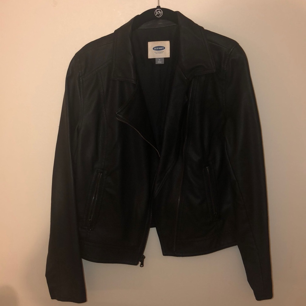 Faux moto leather jacket
